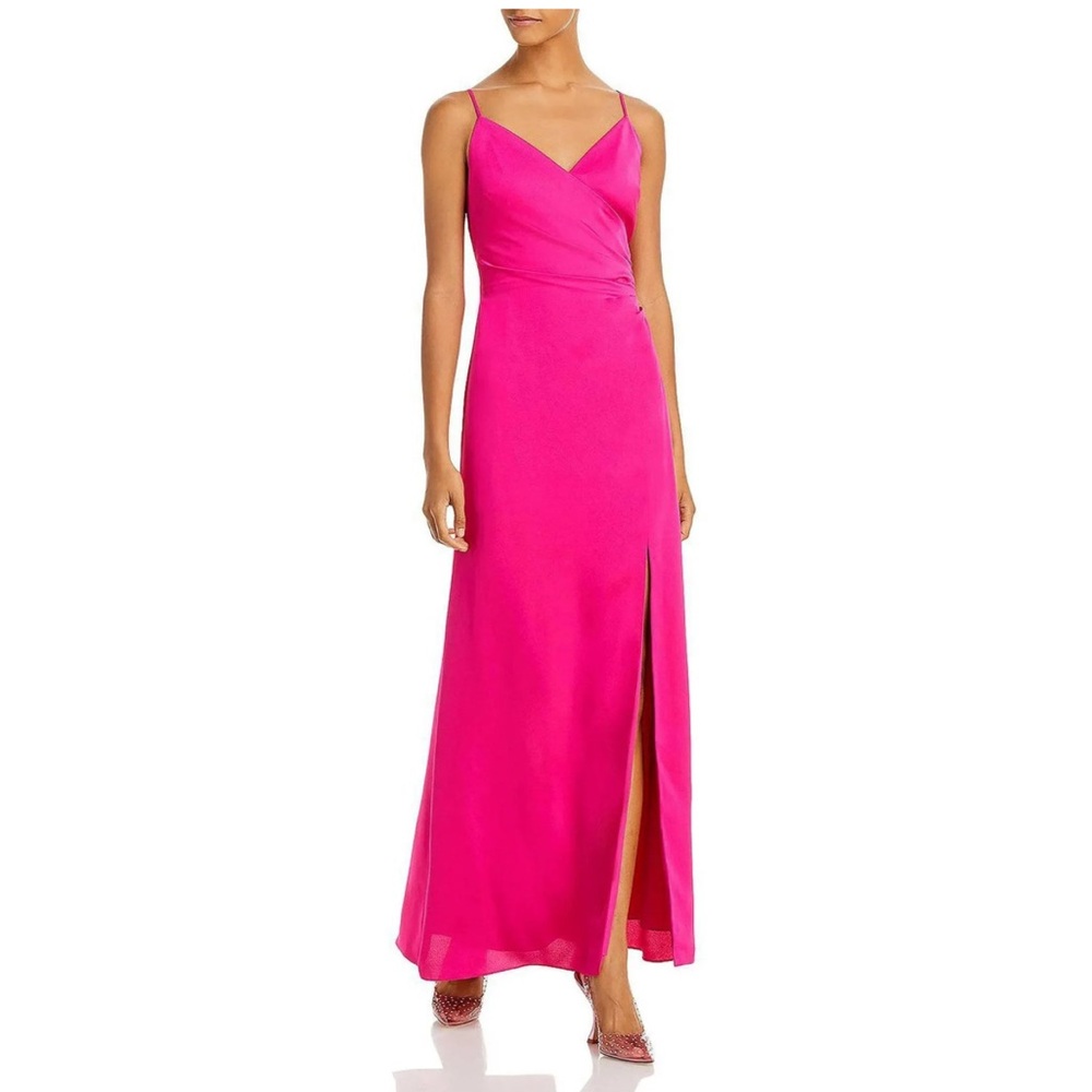 Aqua Womens Tie Back Split Hem Maxi Formal Dress